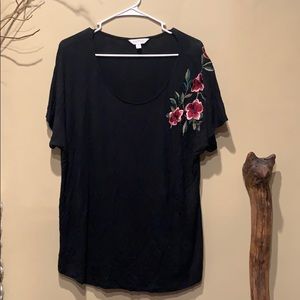 Adiva Floral Embroidered Tee Shirt (xl)